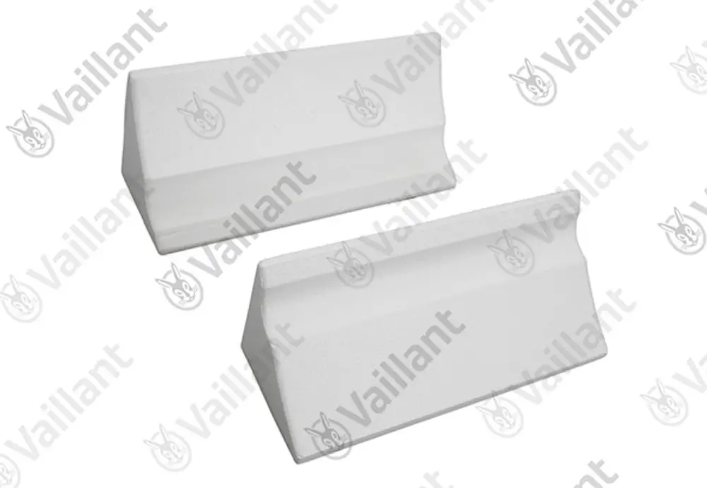 Vaillant-Produkte in Form von weißen Polstern, die geometrisch geformt sind, zeigen eine klare, funktionale Gestaltung ohne spezifische Maße oder weitere Details.